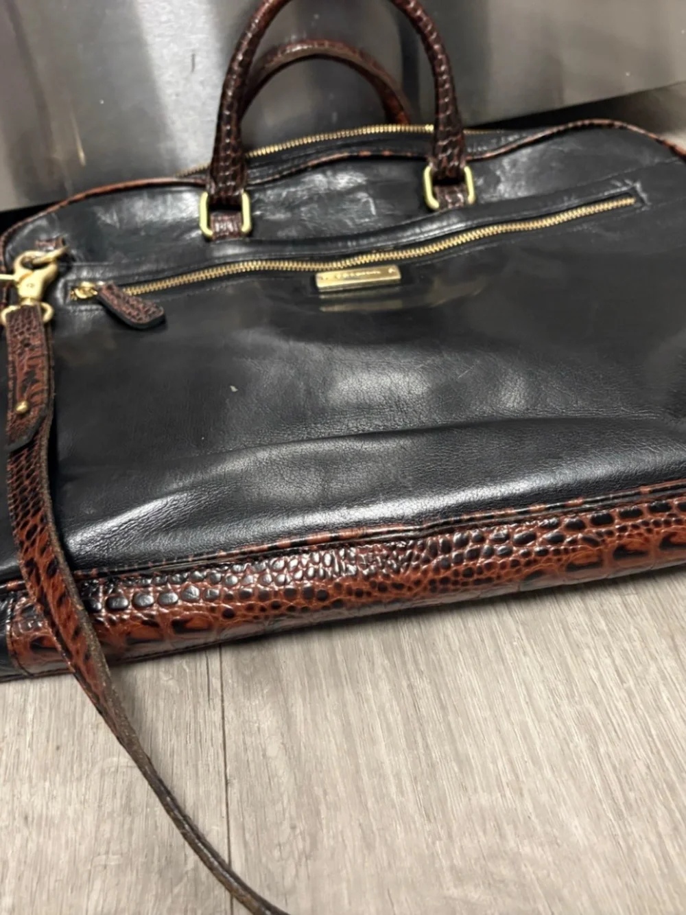 Brahmin Black & Brown Leather Briefcare – Gently Used